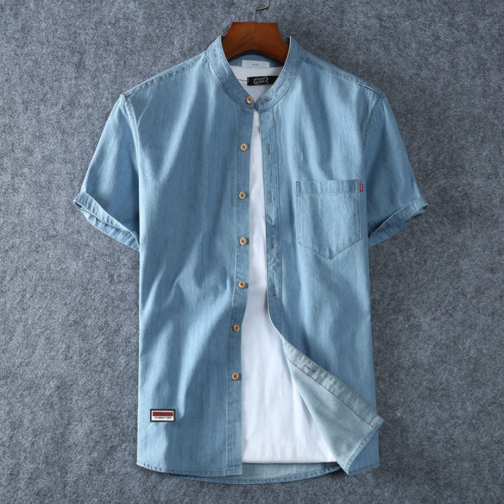 Men's%20Blue%20Denim%20Shirts%20Short%20Sleeve%20Jean%20Shirts%20New%20Summer%20High%20Quality%20Men%20Cotton%20Light%20Blue%20Denim%20Shirts%20Plus%20size%20L-8XL%20-%20Image%205