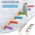 4/6 Steps Wood Ladder Pet Interactive Bird Parrot Toy Ladder for Hamster Cage Funny Grinding Stick Climbing Toy Bird Accessories. 