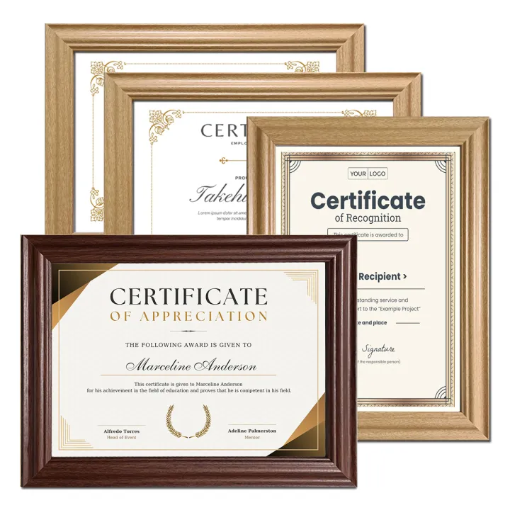 2PS A4 8x12'' Certificate Frame log Walnut Wooden Vintage Document ...
