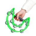 Half Moon Double Row Handheld Tambourine. 