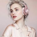 Pollini Wireless Bluetooth Headphones – 40H Playtime, Foldable Over-Ear Design with Mic – Deep Bass Stereo Sound & Soft Memory-Protein Earmuffs – Compatible with iPhone, Android, PC – Rose Gold. 