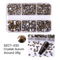 6grids SS6-20 Mixed Size Pink Bronze Silver Flatback Rhinestones Gems Flashing Diamonds 3D Nail Art Decorations Crystals. 