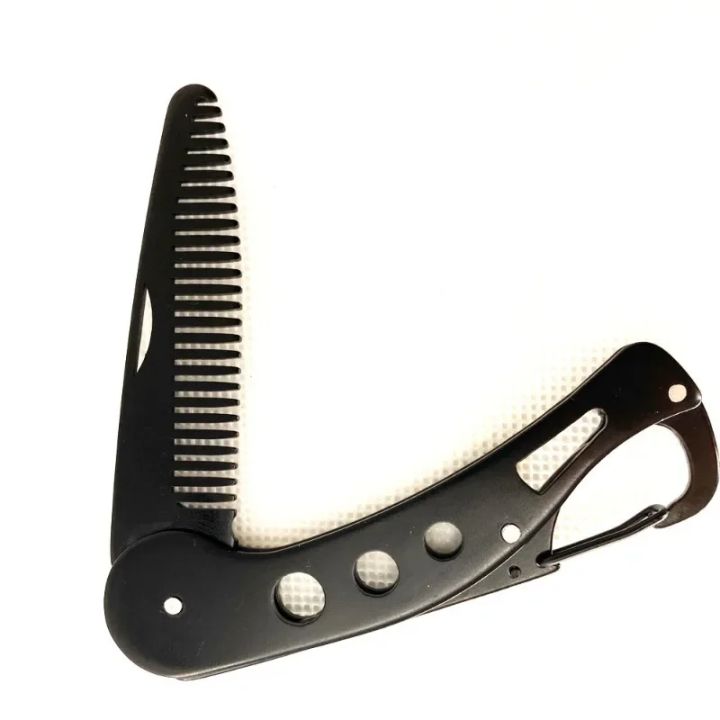 1pc Stainless Steel Folding Comb Men Beard Styling Combs Anti Static Portable Mustache Comb Multifunctional Hairdressing Tools