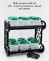 Multi Rack Set with 12-Piece Container and Spoon Collection - Ideal for Organizing Your Kitchen Essentials. 