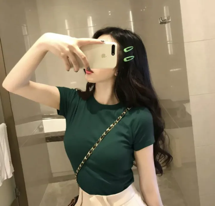 Korean%20style%20big%20boobs%20T-shirt%20female%20sweet%20Korean%20style%20cotton%20tight%20short%20sleeve%20long%20sleeve%20chest%2032-38%20girls%20S-M%20wear%20-%20Image%204