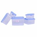 Set Of 5 Square Plastic Container | Multipurpose Transparent Plastic Container With Air Tight Lid - 5 Pcs. 