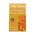 TROJAN Ultra Ribbed Condoms, Lubricated Condoms for Men, America’s Number One Condom, 12 Count. 