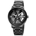 Skmei 1787 Men's Analog Sports Watch Rolling Wheel Dial, Stainless Steel Strap, Water Resistant Brake Disc Design Wristwatch. 