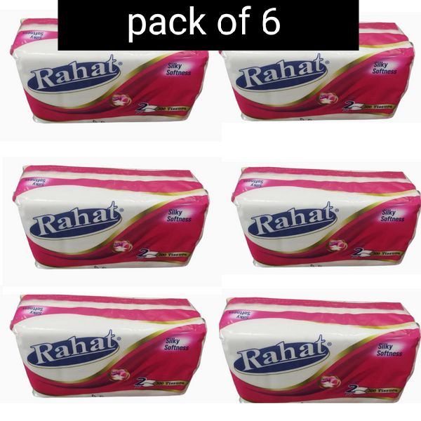 Rahat Tissue paper silky and soft 2ply 300sheets (pack of 6)