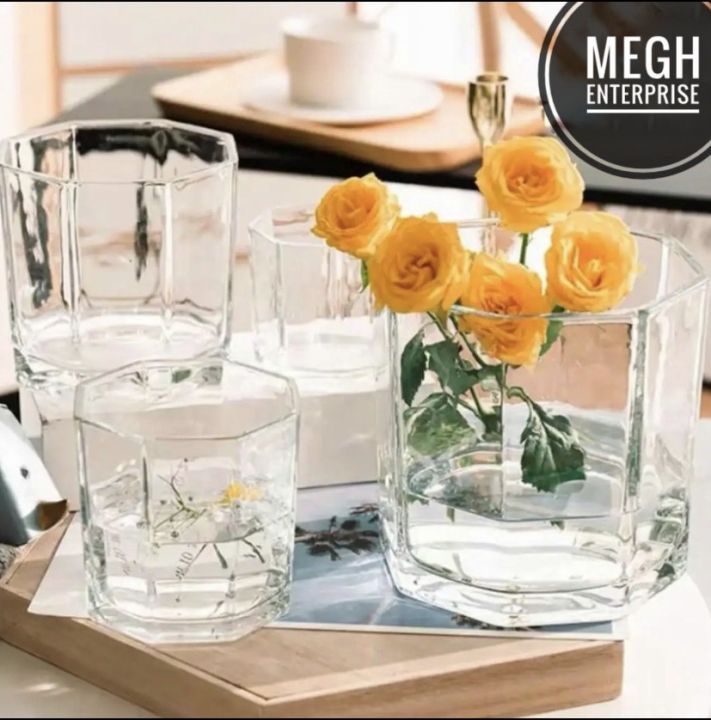 Water glass/Eight corner Shorbot glass - 6 pcs (W044) - In Line with Current Trends - Top Quality - Premium Quality