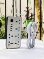 High Quality three shoo /power strip extension board 6 Sockets + 3 USB + 1 Type-C Port, 2000W Load capacity, 9.5 Feet Heavy Duty Copper Wire, Wide Space, Strong Grip, On-board Indication Light, Ideal for Home and Office Use. 