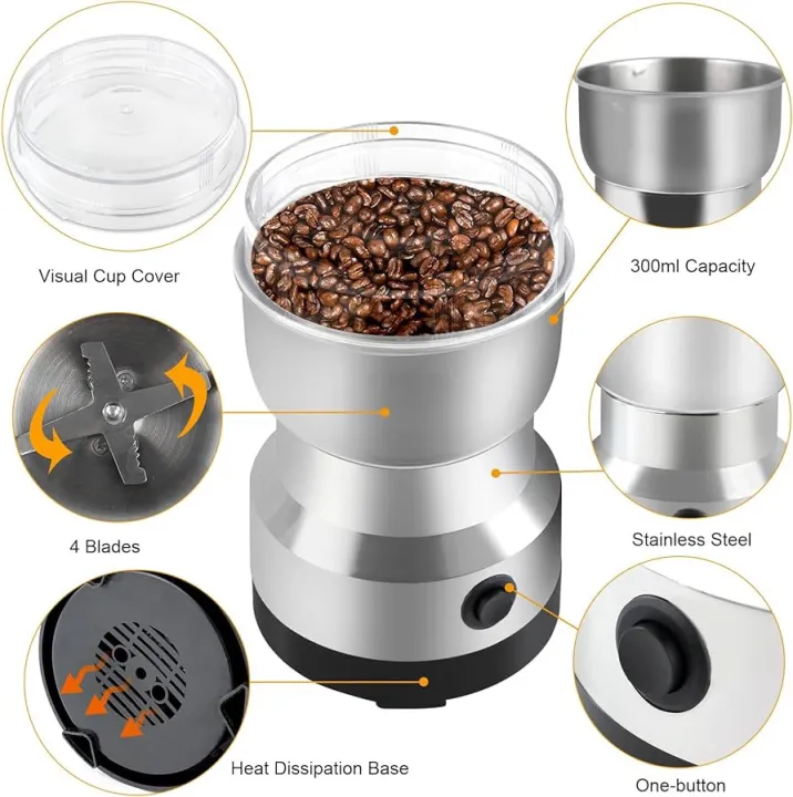 Electric%20Coffee%20Grinder,Mini%20Spice%20Grinder%20Electric%20300ml%20with%20Stainless%20Steel%20Blades%20Dry%20Grinder%20forfor%20Beans,%20Spices%20(Sliver)%20-%20Image%203
