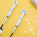 Stainless Steel Spoon and Fork Set with Storage Box Portable Tableware Cute Cat Paw Shaped Dinnerware Kit for Adults Kids School. 