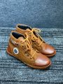 SHOES BROWN ANKEL BOOTS FOR MEN SOFT PU LEATHER AND LACE UP WITH RUBBER SOOL..