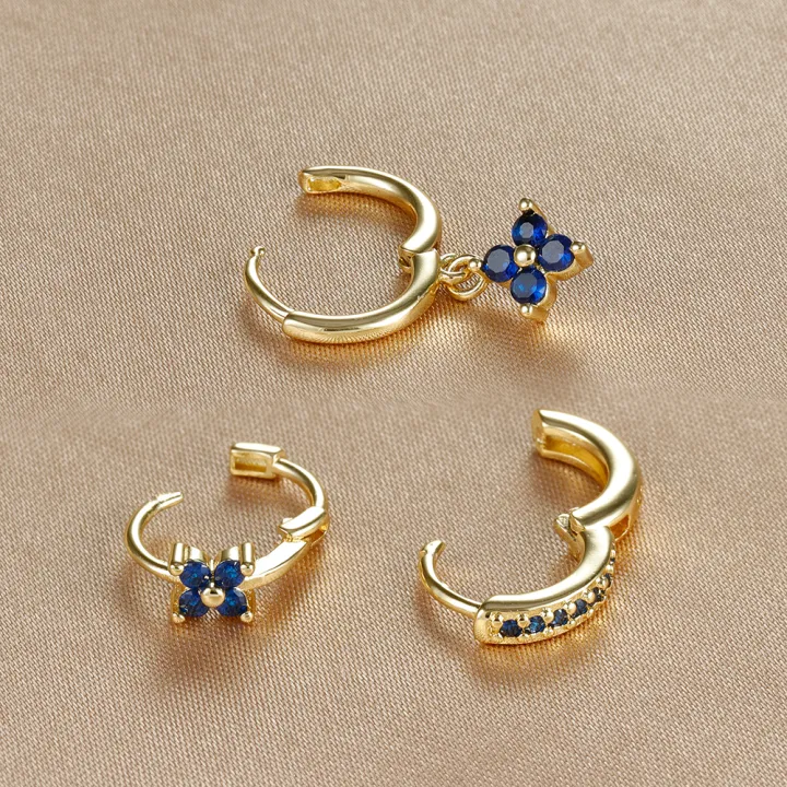 3PCS%20New%20Design%20Multicolor%20Crystal%20Hoop%20Earrings%20Set%20For%20Women%20Zircon%2018K%20Gold%20Plated%20Circle%20Huggie%20Earring%20Piercing%20Jewelry%20-%20Image%202