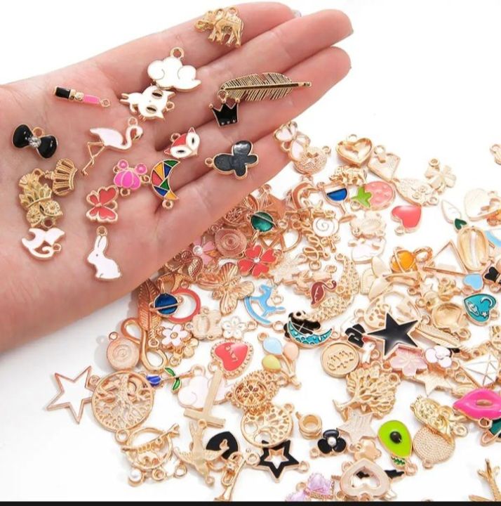 10 pcs mixed Enamel unicorn animal bird tree charms pandents DIY necklace bracelet charms