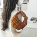 HUA HUA Fashion Mini Puffer Tote Bag Quilted Circle Phone Purse Elegant Purple Soft Nylon Padded Key Pouch Simple Trend Handbag. 