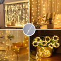 LED Curtain String Lights Christmas Garland Decor Fairy Light 8 Modes USB Remote Control Wedding Holiday Party for Bedroom Home. 