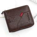 Men's Wallet Made of PU Wax Oil Skin Purse for Men Coin Purse Short Male Card Holder Wallets Zipper Around Money Coin Purse. 