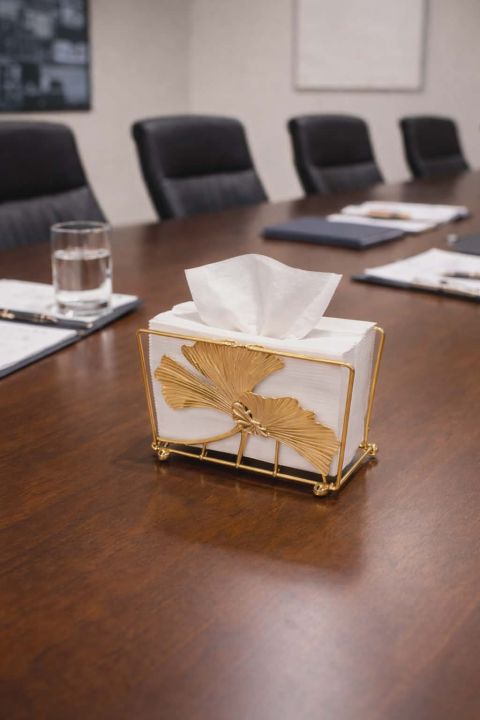 Creative Gold Metal Tissue Holder Storage Organizer Napkin Holder For Dinner Table