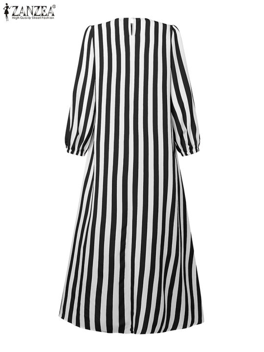 ZANZEA%202025%20Fashion%20Autumn%20Stripe%20Dresses%20Women%20Elegant%20Stylish%20Long%20Sleeve%20Party%20Dress%20Work%20Vestidos%20Muslim%20Abaya%20Robe%20Femme%20-%20Image%205
