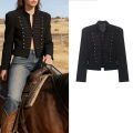 Women's Jacket Short Blazer Rope-Braided Decoration Gold Button Epaulette Women's Wear 2026 Spring Coat.