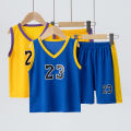 Summer CHILDREN'S Basketball Suit Boys and Girls Sports Vest Shorts Suit 23rd Handsome Boys and Students Vest Suit 2-piece..