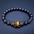 Natural Stone Bead Bracelets for Men Fashion Luxury Antique Crown Mate Beads Tiger Eye Stone Handmade Beaded Bracelets Jewelry. 