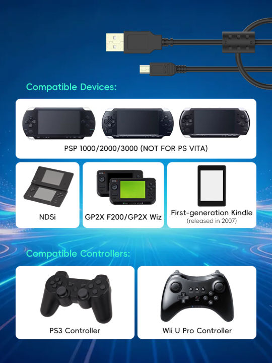 Data%20Frog%20USB%20A%20to%20Mini%20B%205%20Pin%20Cable%20High-Speed%20Charger%20&%20Data%20Transfer%20Line%20for%20GP2X%20F200/Wiz%20PS3%20Controller%20PSP%20Series%20NDSi%20-%20Image%203