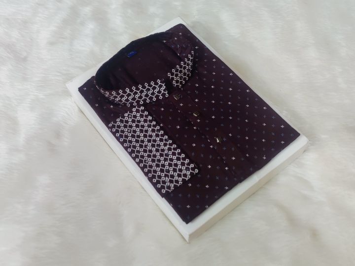 Glassy sunshine chinese printed high quality febric semi long fashionable semilong panjabi