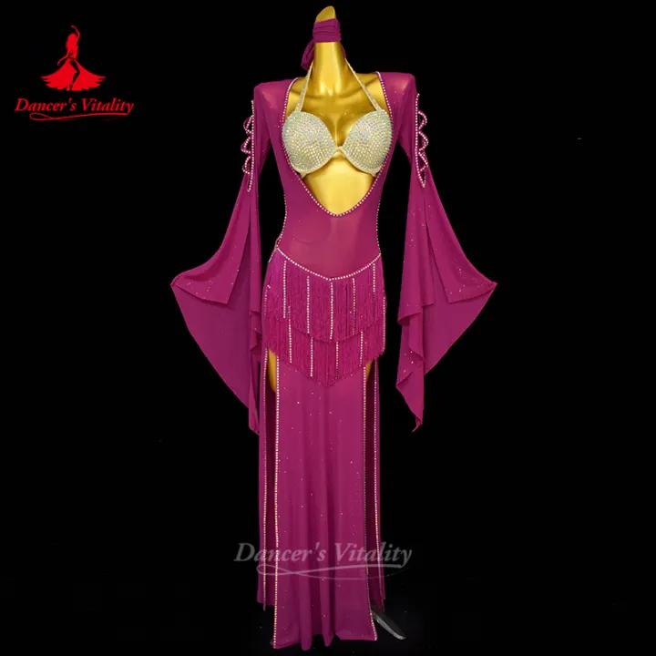 Belly%20Dancing%20Performance%20Robes%20for%20Women%20%20Fringe%20Robe+senior%20AB%20Stones%20Bra+headscarf%203pcs%20Adult%20Shaabi%20Balady%20Saidy%20Outfit%20-%20Image%202