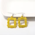 Classic TV Show Friends Earrings Yellow Photo Frame Drop Earrings For Women Cosplay Jewelry Accessories. 