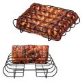 BBQ Steak Racks Non-Stick Coated Steel Roasting Barbecue Rib Meat Lamb Roasting Grilling Stand Holds Outdoor Picnic Rib Rack. 
