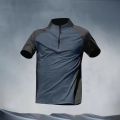Sports T-shirt men's half zip stand up collar quick drying short sleeved running top summer quick drying versatile sports traini.