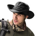 Unisex Sun Hat for Outdoor Fishing Hiking Hunting UV Protection Breathable Foldable Adjustable Chin Strap Wide Brim Boonie Hat.