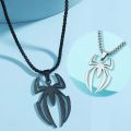Spider Shape Cosplay Necklace Men Stainless Steel Pendant Chain Choker Jewelry Accessories Props .