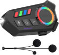 FunBug Bluetooth Headset Earphone for Helmets - K06 / K06A Universal Wireless Motorcycle Headset - Waterproof, 50H Playtime, Hands-Free Calling, Noise Cancellation Mic - RGB FlashLight for Bikers, Delivery & Touring. 