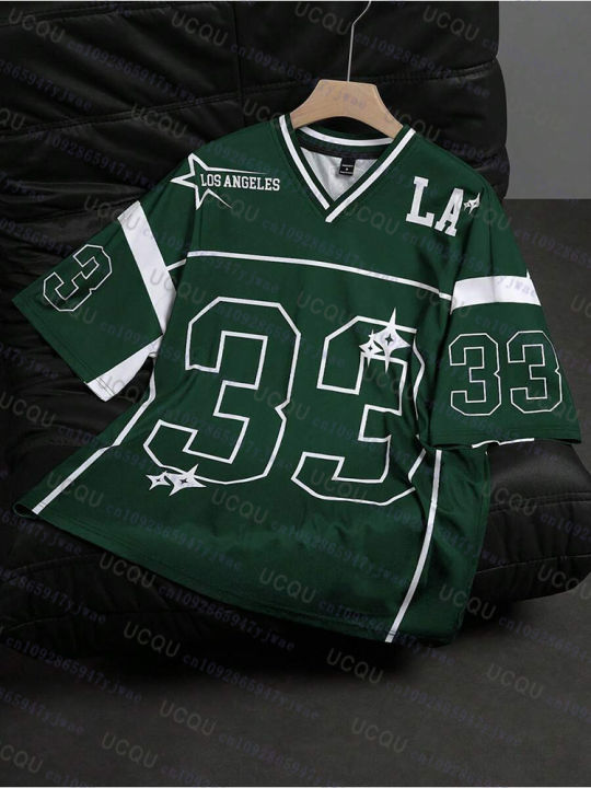 Los%20Angeles%20NO.33%20Football%20Jersey%20Fashion%20Casual%20V-neck%20Sport%20Tshirt%20Oversized%20Men%20Tee%20Clothing%20Streetwear%20Parent%20Child%20T-shirt%20-%20Image%203