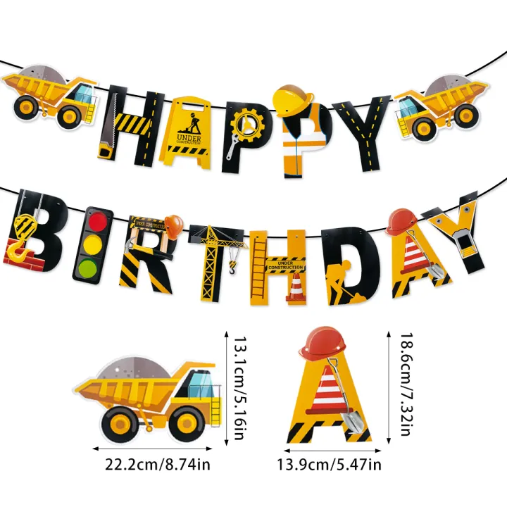 Construction%20happy%20Birthday%20Banner%20Tractor%20Truck%20Engineering%20vehicle%20pattern%20Garland%20Baby%20Boy%20One%20Year%201st%20Birthday%20Party%20Decor%20-%20Image%203