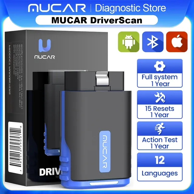 MUCAR DriverScan OBD2 Scanner Bluetooth, Bi-directional scan Tool OE Level All System Diagnostic Active Test 15 Service Function