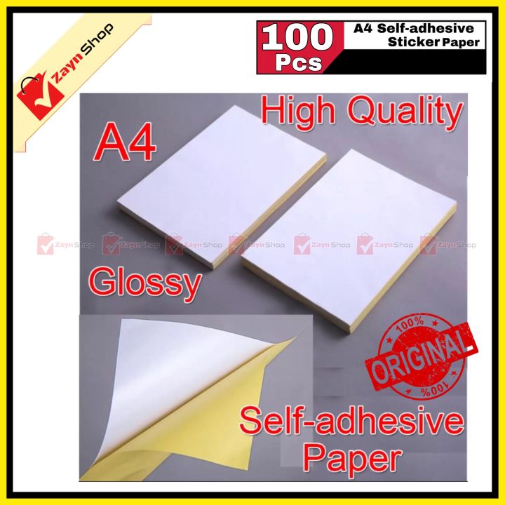 Sticker Paper Glossy A4 Size Self Adhesive Label white color pack of 100 pcs