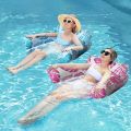 Water Floating Bed Chair Inflatable Pool Multifunctional PVC Floating Hammock Three Rows Detachable Design Suitable for Adults. 
