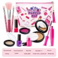 Pretend Play Makeup Kit Girls Realistic Eye Shadow Set Non-Toxic Role Play Toy with Cosmetic Bag  ONLY Models CAN NOT Use. 