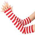 Botvotee Arm Warmers Free Shipping Sleeves for Women Y2k Accessories Stripe Knit Winter Extend Sleeves Half Finger Gloves Black.