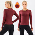 Winter Athletic T-Shirt for Women Long Sleeve Running Yoga Top Warm Running Shirt Gym Outdoor Hiking Shirts. 