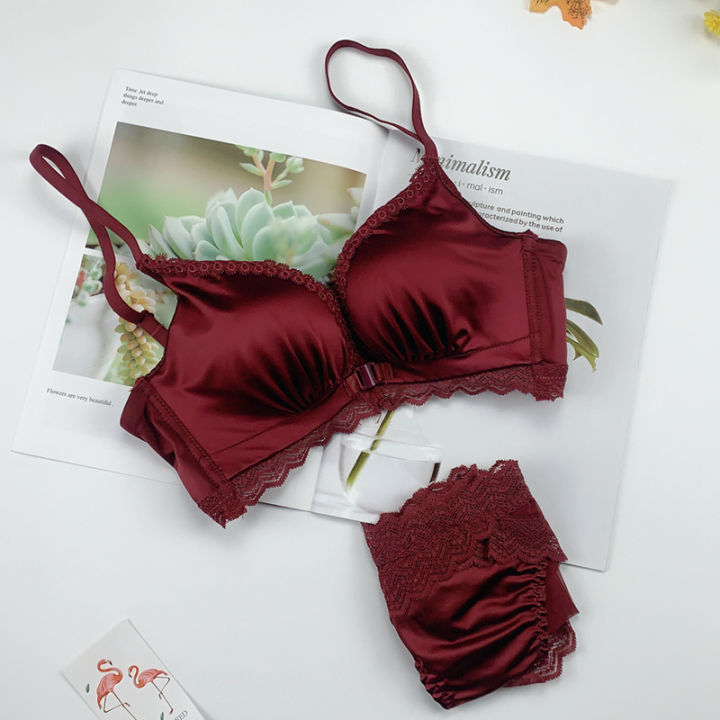 YUQI%20Front%20Closure%20Push%20Up%20Bra%20Set%20-%20Women's%20Small%20Bust%20Lace%20Underwire%20Lingerie%20%7C%20Pull%20Up%20Lift%20%20%20Thin%20Beauty%20Back%20Bralette%20-%20Image%207