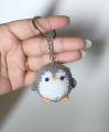 Handmade crochet penguin keyring. 