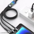 Transparent Luminous Super Fast Charging 3-in-1 Data Cable, 3-in-1 Super Fast Charging Cable, for lighting cable, Android, Type-C Devices (1pcs). 