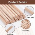 20Pcs Round Beech Wood Sticks 11.8 inch Long Unfinished Wooden Strips 8mm Round Dowels Strips Wooden Dowel Rod Natural Wood. 