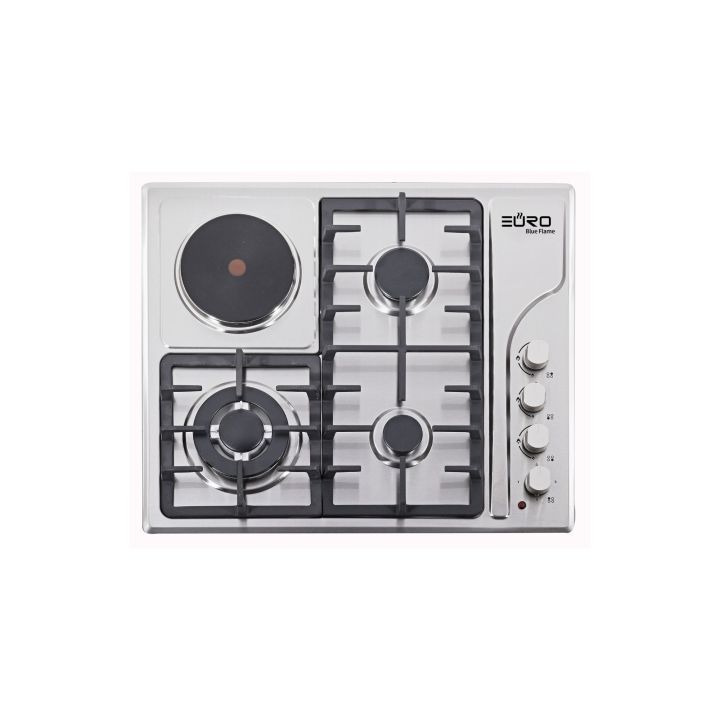 Euro-Turkey 3 Gas Burner + 1 Electric Cooker Hob Stainless Steel